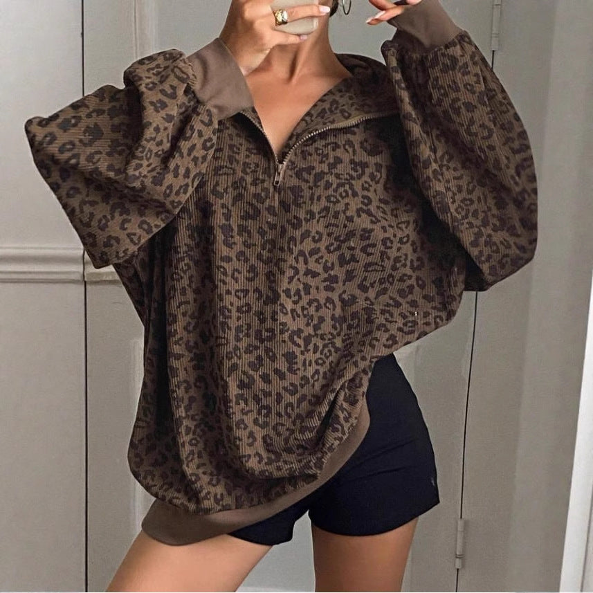Mila | Leopard Quaterzip Sweater