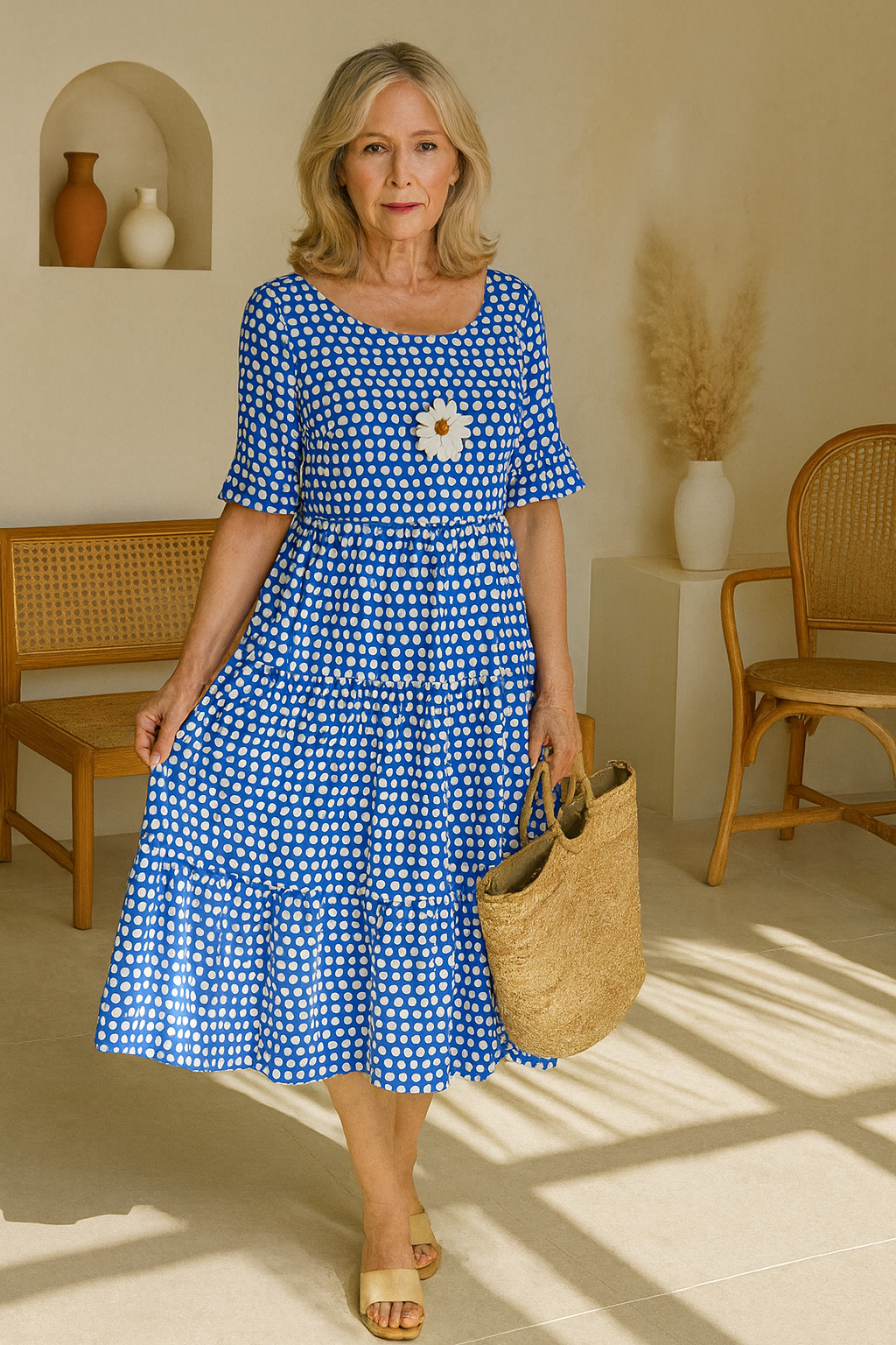 Calerinne | Short Sleeve Midi Dress