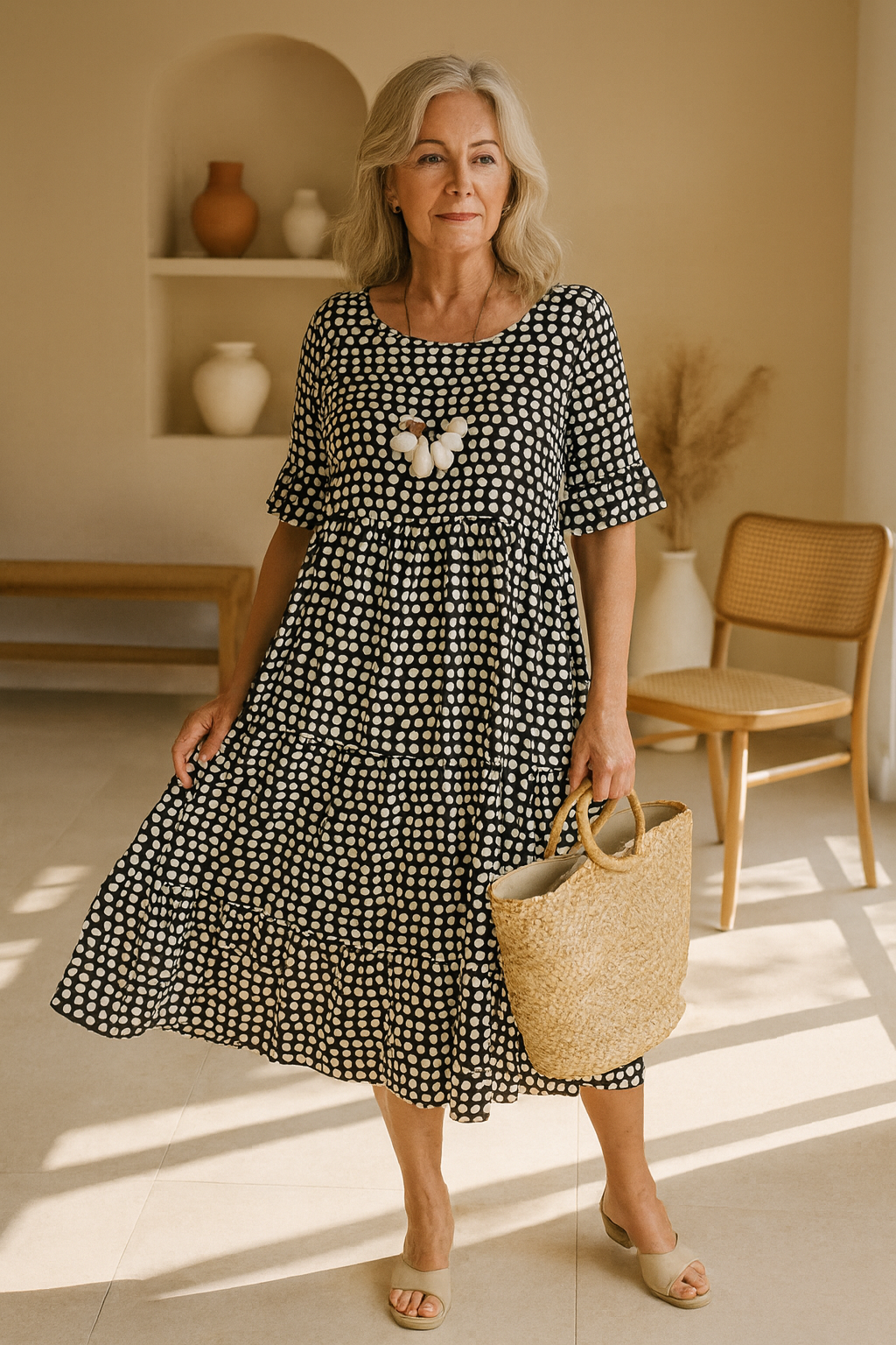 Calerinne | Short Sleeve Midi Dress