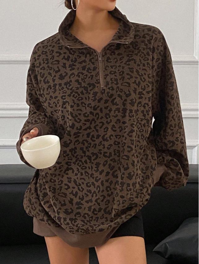 Mila | Leopard Quaterzip Sweater